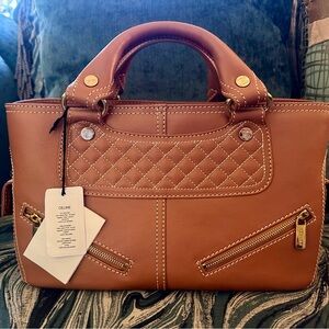 Celine Brown Quilted Leather Satchel
